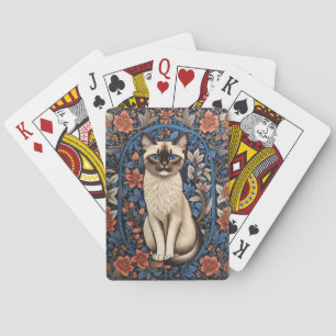 Blaue Siamkatze William Morris Inspiriert Spielkarten