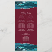 Blaue Silber-Achat-Burgunder-Hochzeit Programm (Rückseite)