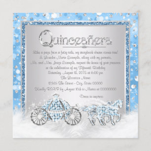Blaue Silber-Aschenputtel-Prinzessin Quinceanera Einladung