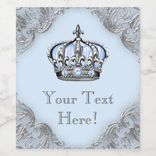 Blaue Silber Crown Wine Flasche Labels Weinetikett (Einzelnes Label)