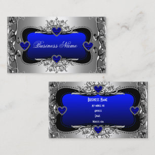 Blaue Silber Diamant Bild Herzen Elegant Visitenkarte