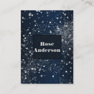 Blaue Silber Funkelnde Lichter Glam Funkel Glitter Visitenkarte