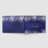 Blaue Silber-Glitzer-Monogramm Gästebuch (Voll)