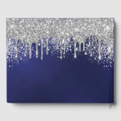 Blaue Silber-Glitzer-Monogramm Gästebuch (Rückseite)