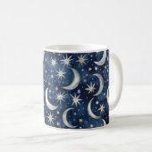Blaue Silber Gold Sterne Kaffeetasse (VorderseiteRechts)