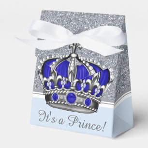 Blaue Silber-Kronenprinz-Junge-Baby-Party Geschenkschachtel