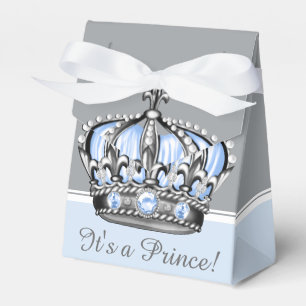 Blaue Silber-Kronenprinz-Junge-Baby-Party Geschenkschachtel