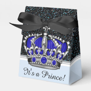 Blaue Silber-Kronenprinz-Junge-Baby-Party Geschenkschachtel