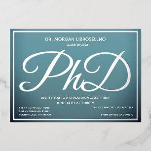 Blaue Silber PhD-Abschlussfeier Folieneinladung