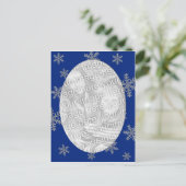 Blaue Silber-Schneeflocke Postkarte (Stehend Vorderseite)