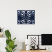 Blaue Silber-Schwert-Königliche-Hochzeit-Empfangss Poster (Heimbüro)