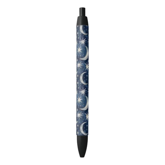 Blaue Silber Sterne Monde Kugelschreiber (Vorderseite Vertikal)