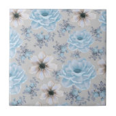 Blaue Silber-Wasserfarben-Blumen Fliese (Vorderseite)