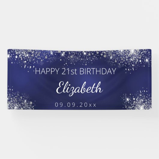Blaue Silberblauer Glitzer Banner (Horizontal)