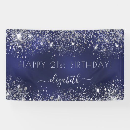 Blaue Silberblauer Glitzer Banner (Horizontal)