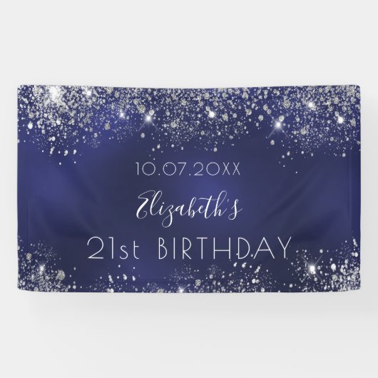 Blaue Silberblauer Glitzer Banner (Horizontal)