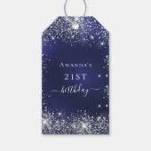 Blaue Silberblauer Glitzer Geschenkanhänger (Vorderseite)