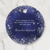 Blaue Silberblauer Glitzer Geschenkanhänger (Rückseite)