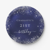 Blaue Silberblauer Glitzer Pappteller (Vorderseite)
