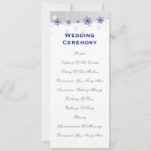 Blaue, silbergraue Schneeflocke Hochzeitskarte Einladung (Rückseite)