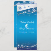 Blaue, silbergraue Schneeflocke Hochzeitskarte Programm (Vorne/Hinten)