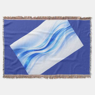 Blaue & Silberne Abstrakte Wellen-Decke – Moderne Decke