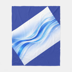 Blaue & Silberne Abstrakte Wellen-Decke – Moderne Fleecedecke