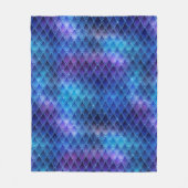 Blaue & silberne Glitzer-Drachenschuppen Fleecedecke (Vorderseite)