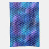 Blaue & silberne Glitzer-Drachenschuppen Geschirrtuch (Vertikal)