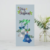Blaue & silberne Glocken Weihnachtskarte (Stehend Vorderseite)