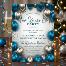 Blaue Silberne Luftballons Konfetti Silvester