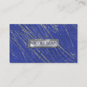 Blaue & silberne moderne Glamour-Marmor-Streifen-D Visitenkarte