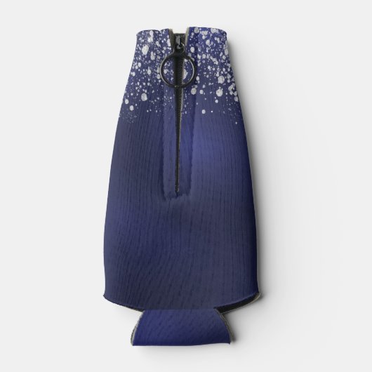 Blaue silberne Quinceanera-Glitzer Flaschenkühler (Rückseite)