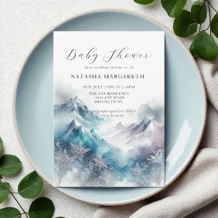 Blaue silberne Schneeglöckchen Winter-Baby-Party E Einladung