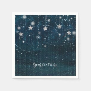 Blaue & silberne sternenklar himmlische Party Serviette