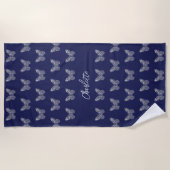 Blaue Silberschmetterlinge-Musterschrift Strandtuch (Vorderseite)
