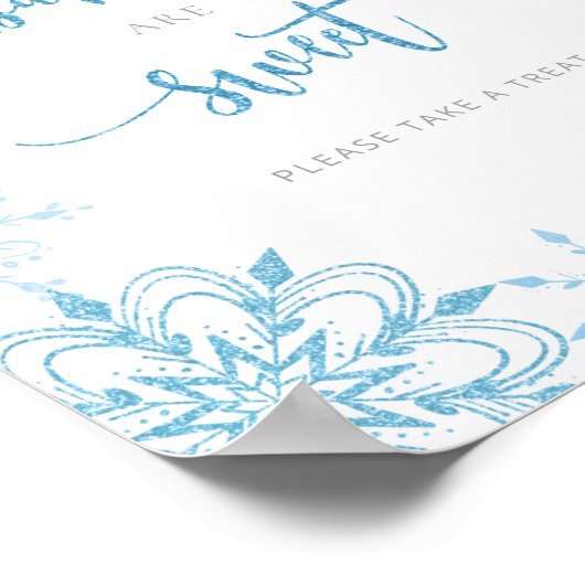 Blaue Silberschneeflocken Babys sind süßes Poster (Ecke)