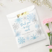 Blaue Silberschneeflocken Danke Schnee viel Geschenktütchen (Versiegelt)