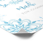 Blaue Silberschneeflocken Danke Schnee viel Poster (Ecke)