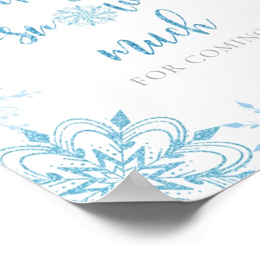 Blaue Silberschneeflocken Danke Schnee viel Poster (Ecke)