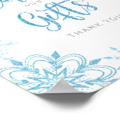 Blaue Silberschneeflocken Karten und Geschenke Poster (Ecke)