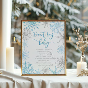 Blaue Silberschneeflocken Kein Baby Poster