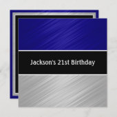 Blaue Silberstreifen-Party Einladung (Vorne/Hinten)