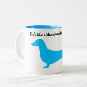 Blaue Silhouette-Dackel-Tasse Zweifarbige Tasse