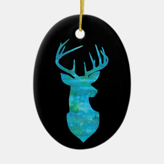 Blaue Silhouette Keramik Ornament (Vorne)