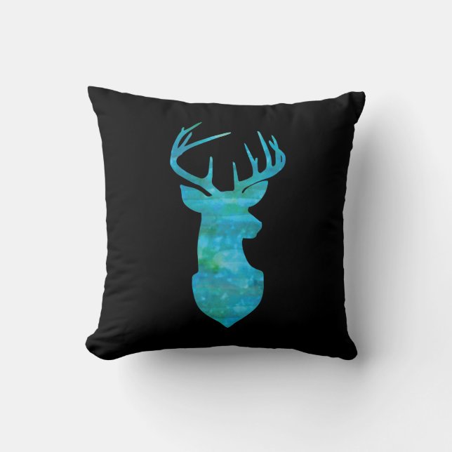 Blaue Silhouette Kissen (Vorderseite)