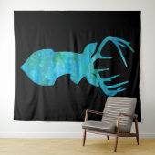 Blaue Silhouette Wandteppich (Beispiel (Horizontal))