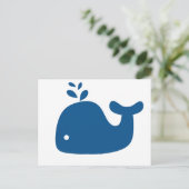 Blaue Silhouette Whale Postkarte (Stehend Vorderseite)