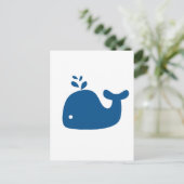 Blaue Silhouette Whale Postkarte (Stehend Vorderseite)
