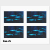 Blaue Silhouetten Rechteckiger Aufkleber (Blatt)